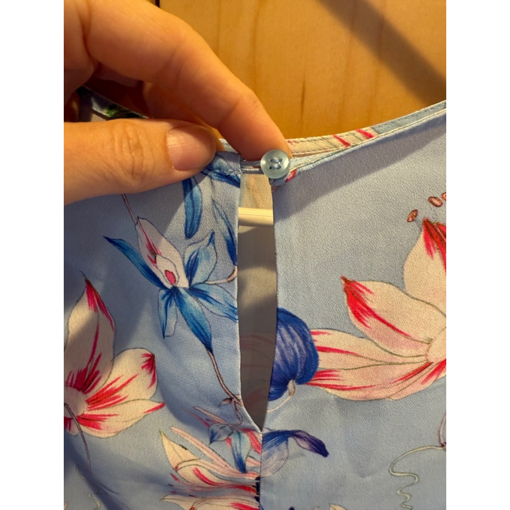 Women's H&M Floral Blouse Size 10 Blue - Picture 3 of 5